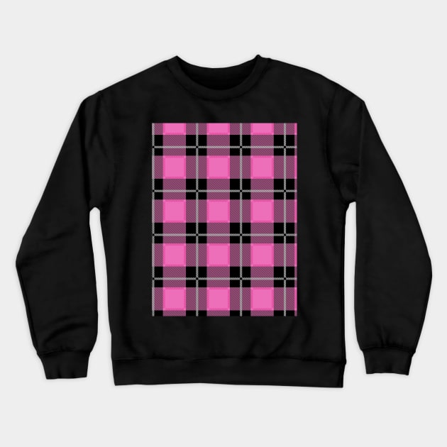 Pink and Black Flannel-Plaid Pattern Crewneck Sweatshirt by Design_Lawrence